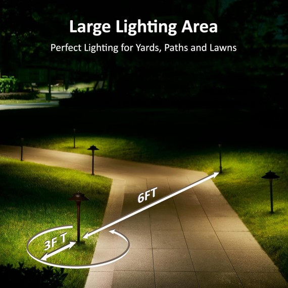 LED Low Voltage Landscape Lights,5W 5CCT Pathway Lights,Low Voltage 12-24V AC/DC Waterproof Landscape Path Lights,CRI90 Landscape Lighting for Yard Garden Walkway ETL Listed Cord, Pack of 6