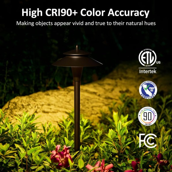 LED Low Voltage Landscape Lights,5W 5CCT Pathway Lights,Low Voltage 12-24V AC/DC Waterproof Landscape Path Lights,CRI90 Landscape Lighting for Yard Garden Walkway ETL Listed Cord, Pack of 6