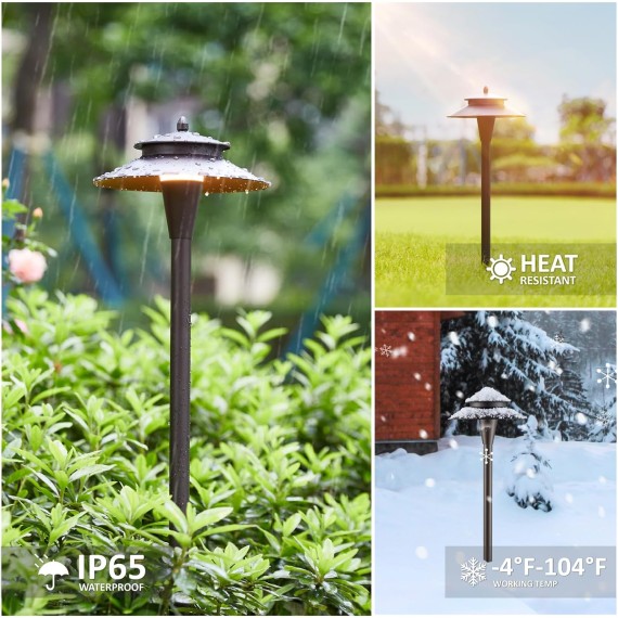 LED Low Voltage Landscape Lights,5W 5CCT Pathway Lights,Low Voltage 12-24V AC/DC Waterproof Landscape Path Lights,CRI90 Landscape Lighting for Yard Garden Walkway ETL Listed Cord, Pack of 6